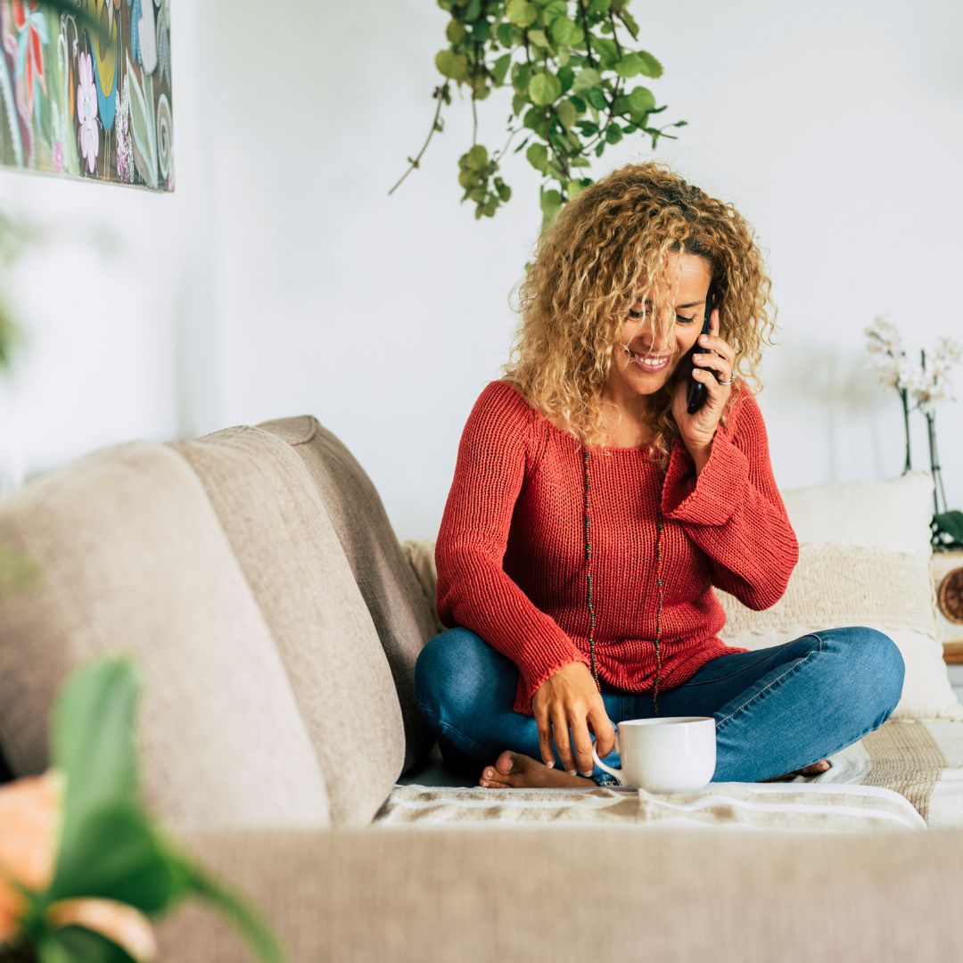a woman talking on a phone