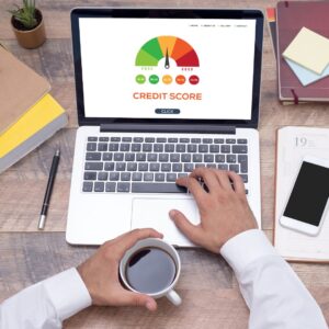 A laptop with credit score info in it
