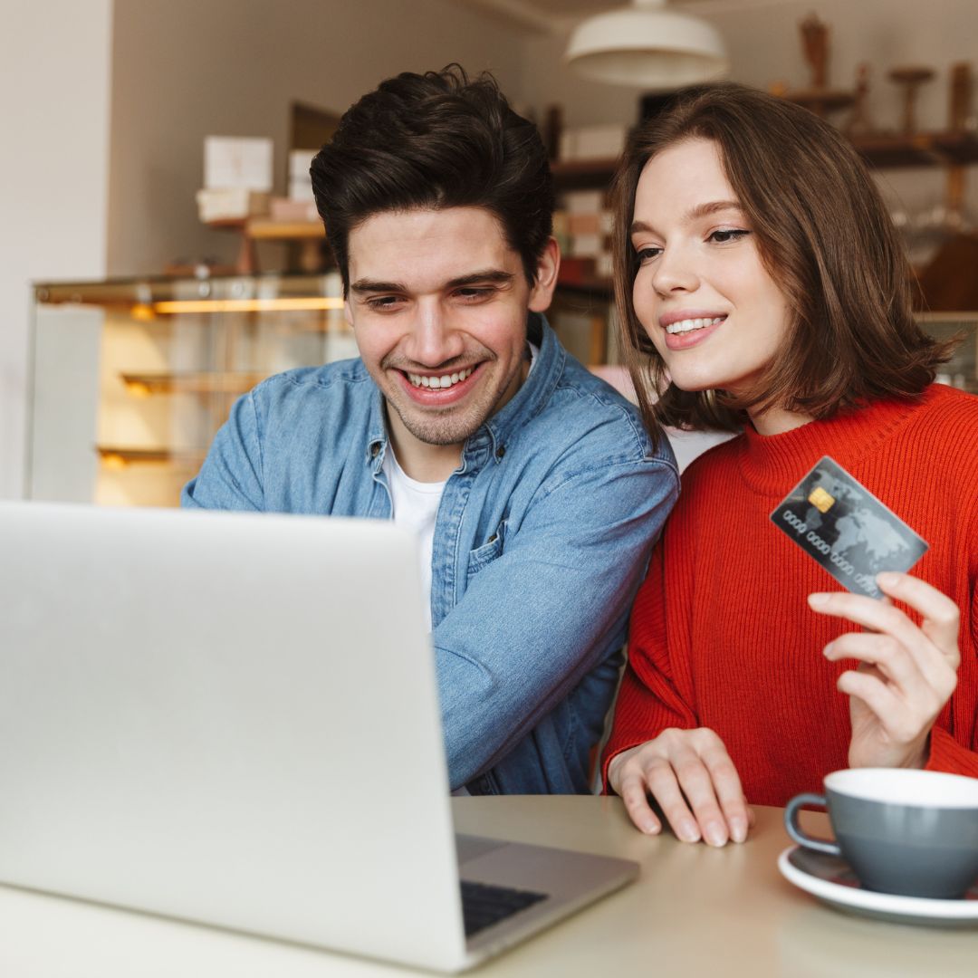 Couple looking at credit score