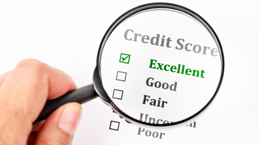 credit score showing excellent