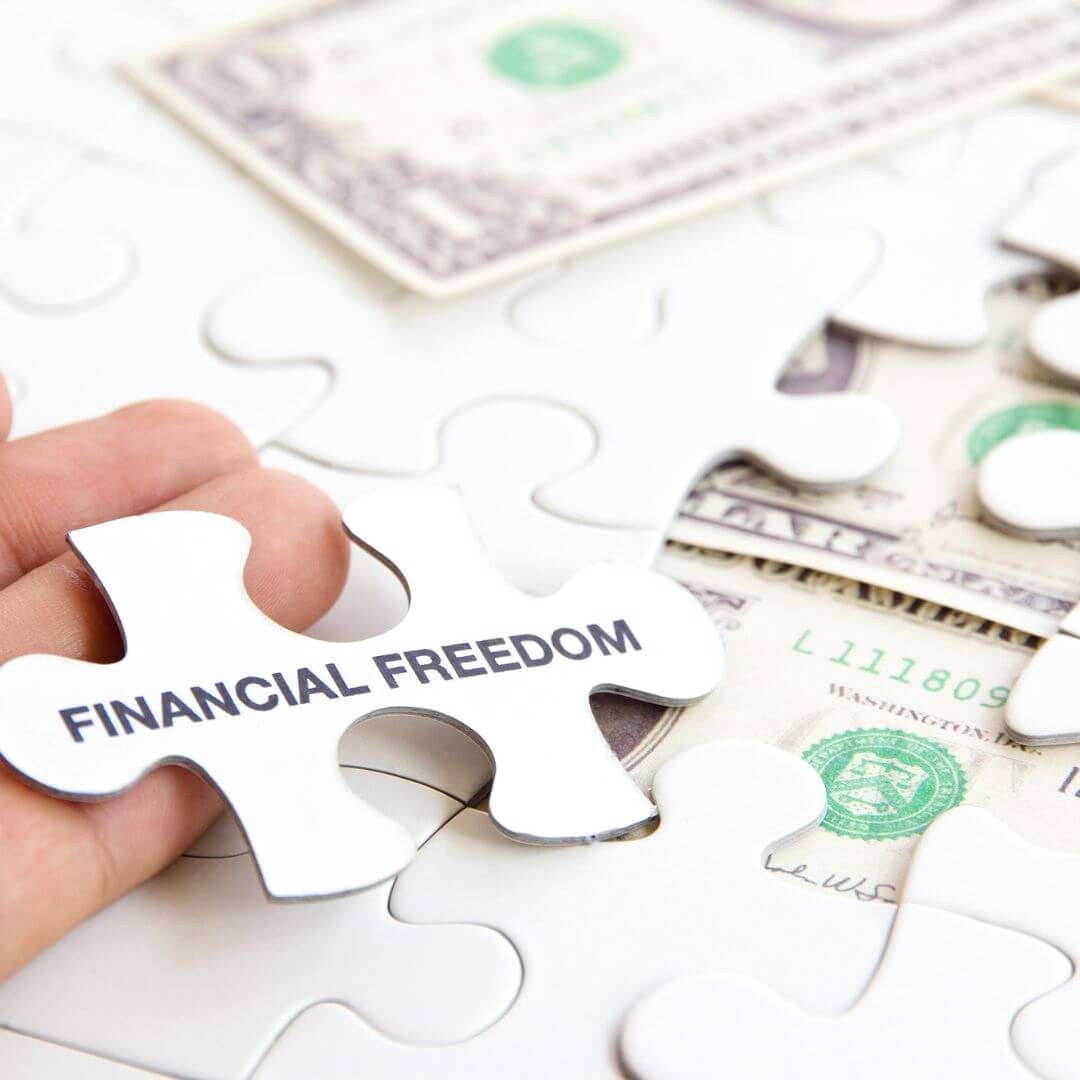 puzzle piece labeled financial freedom